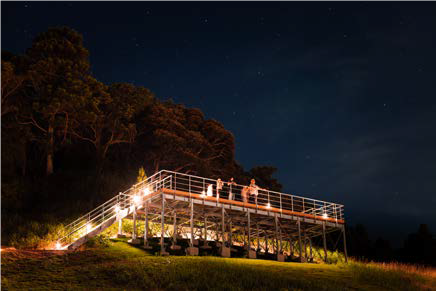 Atarayoden, a star-gazing terrace, is placed at the highest point
