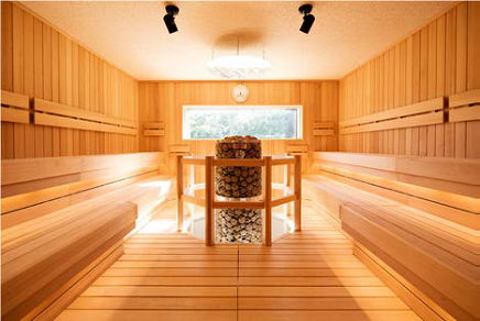 Authentic sauna interior using spruce wood