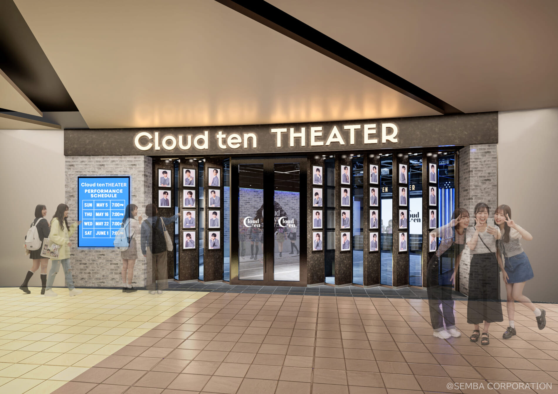 秋元康氏が総合プロデュースする「Cloud ten」の活動拠点となる専用シアターのホワイエの設計・施工、シアター内の施工を担当